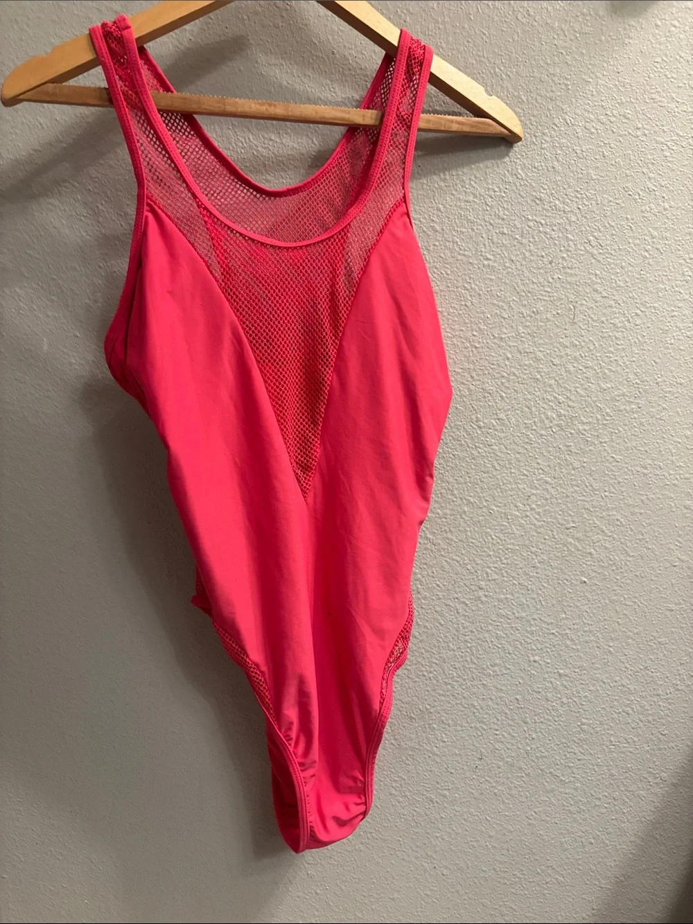 YMI Hot Pink Mesh One-Piece Swimsuit